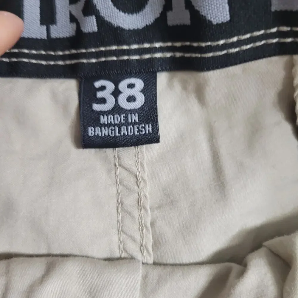Wrangler Iron Cargo Shorts Mens Size‎ 38 Beige Tan Comfort Waist Strap